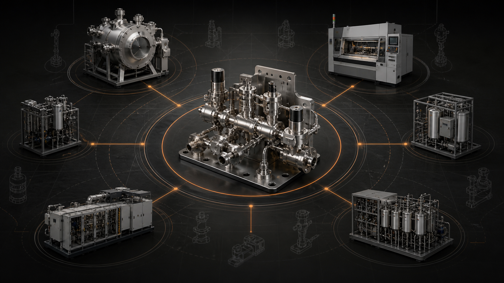 Concept illustration of a semiconductor equipment engineering compiler extending to adjacent industrial equipment classes